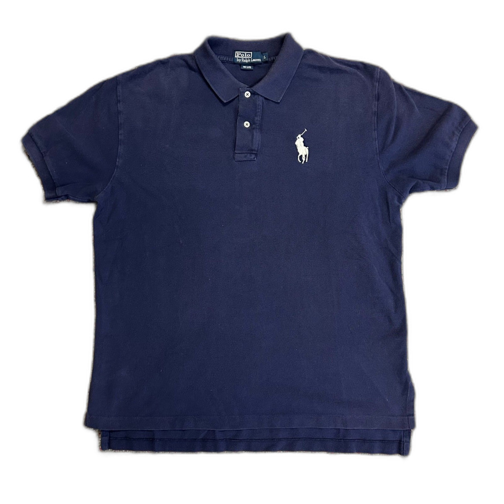 Polo Ralph Lauren Navy Mesh Larger Pony Short Sleeve Classic Polo Shirt Size L